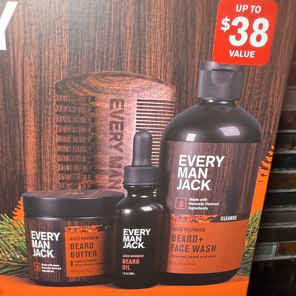 NEW! Every Man Jack Aged Bourbon Beard Grooming Collection Set